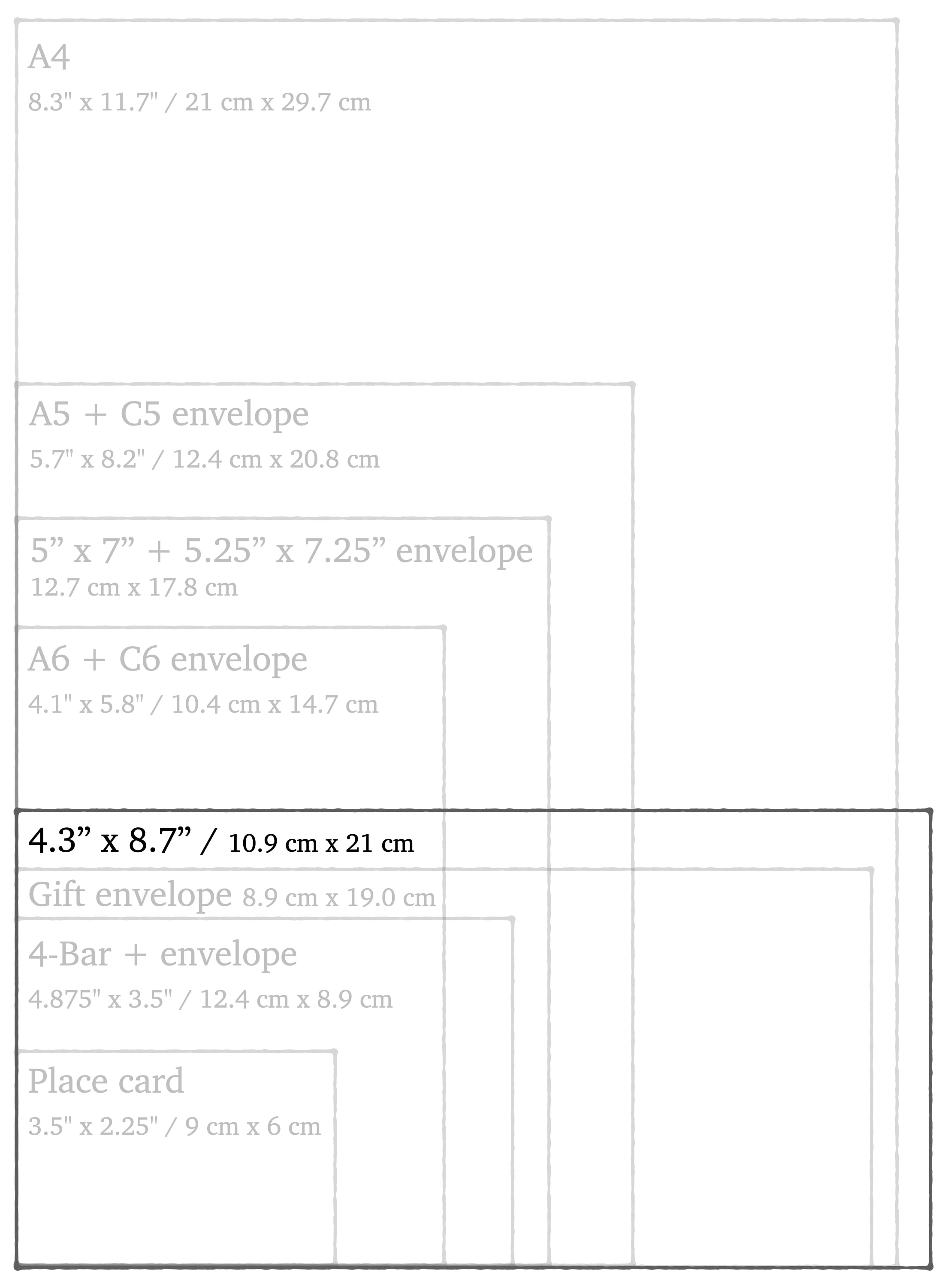 deckle edge cotton stationery paper in size 4.3" x 8.7"